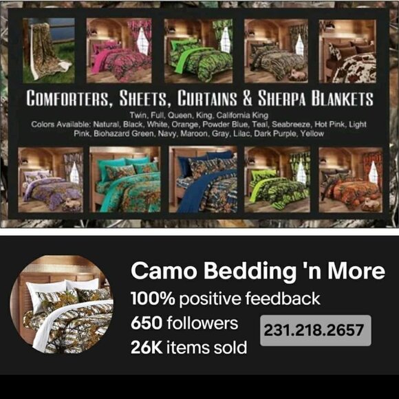 Purple Camo Full Size sheet and pillowcase set by the Woods / Regal Comfort - Picture 3 of 4